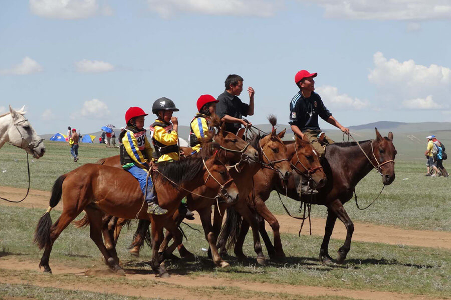 jockeys race bareback in naadam festival